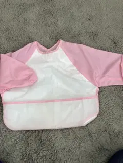 ピンク 袖付き お食事エプロン　90