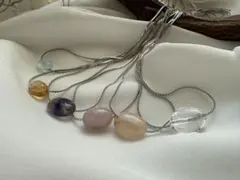 gem stone 一粒　天然石　ネックレス　チョーカー　ステンレス