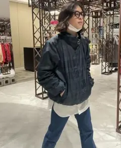 Colombiaフード付きナイロンジャケット ブルゾン黒と緑チェック