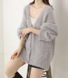 NICE CLAUP ロングフェザーカーディガン
