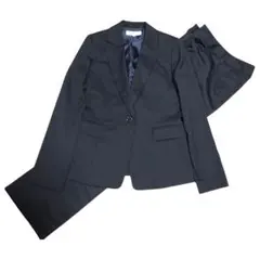 NATURAL BEAUTY BASIC パンツスーツ L 黒 ストライプ