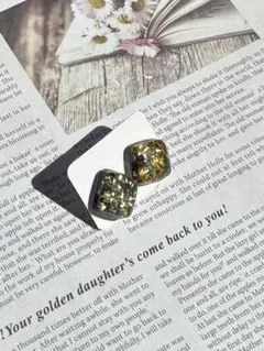 ネイビー✖️ゴールド　スクエアピアス