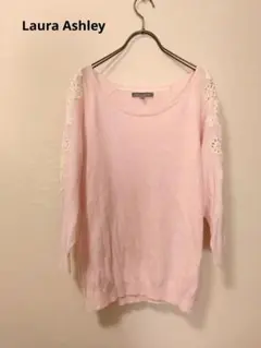 ローラアシュレイLaura Ashley　レース七分丈カットソーピンク　サイズМのサムネイル