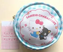 お値下げ中!! サンリオキャラクターズ マルチポーチ 水色チェック