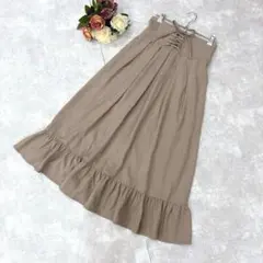 美品✨ノヘア（M）レースアップ ロングスカート マーメイド フリル ベージュ