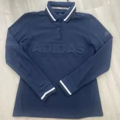 adidas 長袖ポロシャツ ネイビー エンボスロゴのサムネイル