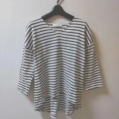今時期最適! 五分袖 カットソー コットン ボーダー メイソングレイ