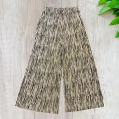 【r.p.s】細プリーツ ワイドパンツ ストライプ柄 総ゴム フリーサイズ