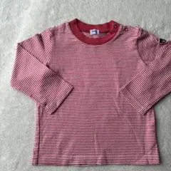 ミキハウス 赤と白のストライプ長袖Tシャツ