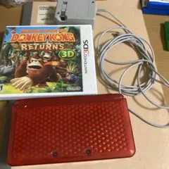 ニンテンドー3DS メタリックレッド、ソフト充電器付き、タッチペンあり