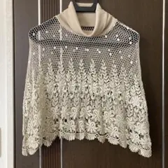 花柄レース ハイネック ボレロ ベージュ
