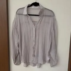 シアーシャツ長袖　襟付き　ピンク　ブラウス萌え袖くすみトップス　アズノウアズのサムネイル