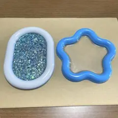トレー　小物入れ　ハンドメイド　レジン　青色