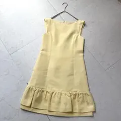 FOXEY ノースリーブ ワンピース 38 イエロー プリーツ