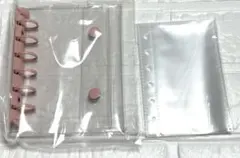 a A7クリアバインダー ピンク 6穴 リフィル付き 2ボタン