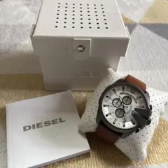 箱付き DIESEL クロノグラフ 時計 ホワイト/ブラウン