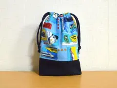 H173 【通園・通学グッズ】ハンドメイドコップ袋(新幹線柄水色)