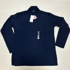ユニクロ ヒートテック フリース モックネックT メンズMサイズ ネイビー