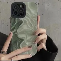 iPhone14 携帯ケース ソフト マーブル グリーン 韓国 カバー