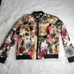 花柄 ジャンパー ブルゾン イエロー レッド 薔薇 アウター メンズ XL