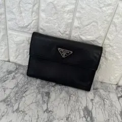 PRADA プラダ サフィアーノ レザー 三角プレート 三つ折り財布 ミニ財布