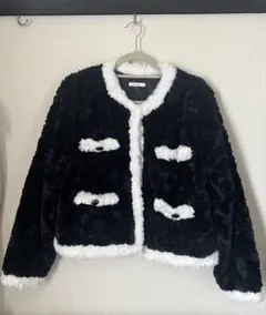 ファー ジャケット ブラック ホワイト