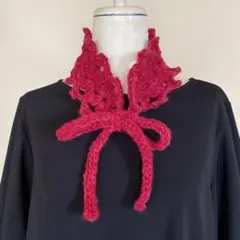 ミニマフラー　フリルマフラー　 フリフリ　 付け襟風　リボンマフラー