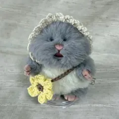 【はむにぎり】 アイボリー 花 ハンドメイド 編み物 ボンネット ポシェット