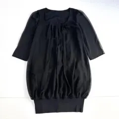 極美品⭐️FOXEY NEW YORK シフォンチュニック 38 ブラック 日本製のサムネイル