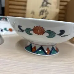 新品5客 有田焼 伝平窯 流水菊花紋 高台鉢 共箱付き 盛鉢 どんぶり