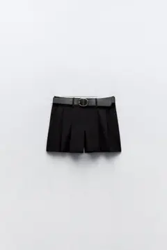 ベルト付き プリーツショートパンツ ブラックのサムネイル