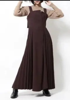 ★美品 スナイデル レイヤードコルセットワンピース　ロング丈 ブラウン