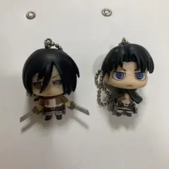 進撃の巨人 キーホルダー ちみキャラマスコット　 ミカサ　リヴァイ 2体