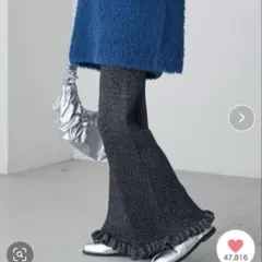 【forksy.】エブリデイリブニットフリルパンツ