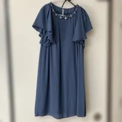 ブルー シフォン パーティードレス