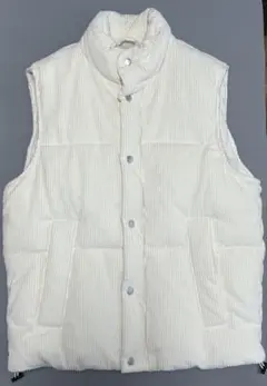 美品ホワイト コーデュロイ ダウンベスト