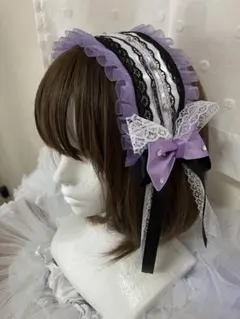 ハンドメイド一点もの　パープルキラキラヘッドドレス