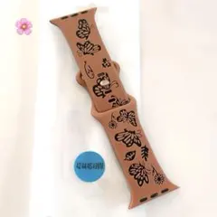 Apple Watch 交換バンド　茶色　蝶々　おしゃれ　42/44/45/49