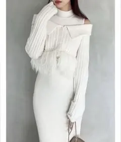 RESEXXY フェザーヘムレイヤードニットワンピース