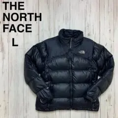ノースフェイス ダウンジャケット レディース L 黒 700fp 刺繍ロゴ