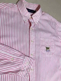 美品 90s RALPH LAUREN ピンク ストライプシャツ BD 三点留め