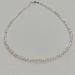 新品　淡水パール　オーバル　ベビーパールネックレス　3-3.5mm　ホワイト