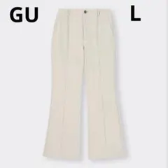 GU カットソーフレアスラックス(丈標準69.0～73.0cm)ナチュラル　L