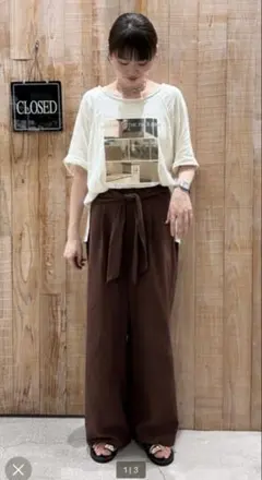 【新品】リネンライクウエストマークリラックスパンツ
