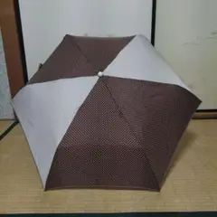 ブラウンとホワイトのドット柄 折りたたみ傘