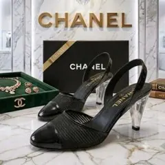 正規品 CHANEL シャネル サンダル 黒 ブラック スリングバックサンダルのサムネイル