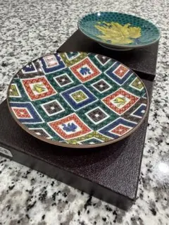 九谷焼　青郊窯豆皿 10cm 2枚セットのサムネイル