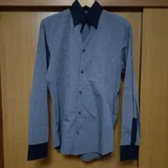 COMME CA ISM ストライプ柄 長袖シャツ L グレー