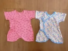 さくらんぼと花柄 コンビ肌着 2点セット