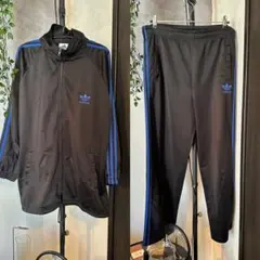 アディダス　ジャージ　セットアップ　古着　90s XL 黒　青
